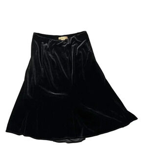 Notations Womens M Black Velour Midi Fit & Flare Skirt Holiday Wear Fairy Goth